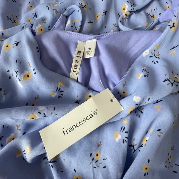 Francescas Floral Blue Sleeveless Midi Dress M 100% Polyester USA Cottagecore - Picture 5 of 10